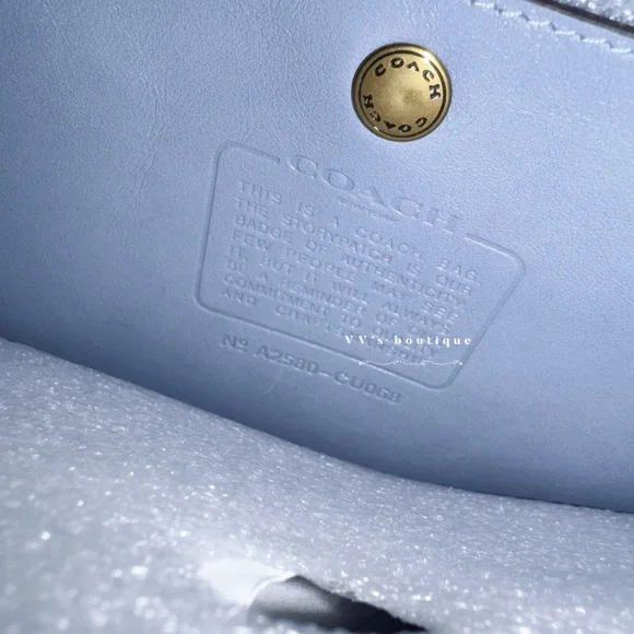 NWT Coach Brooklyn Shoulder Bag 28 Natural grain leather Bluebell Lt Blue CU068 - Picture 6 of 6